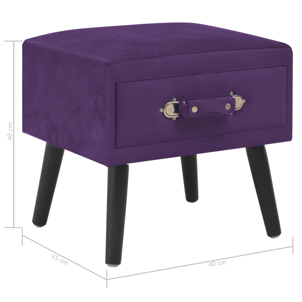 vidaXL Mesitas de noche 2 unidades 40x35x40cm terciopelo morado oscuro