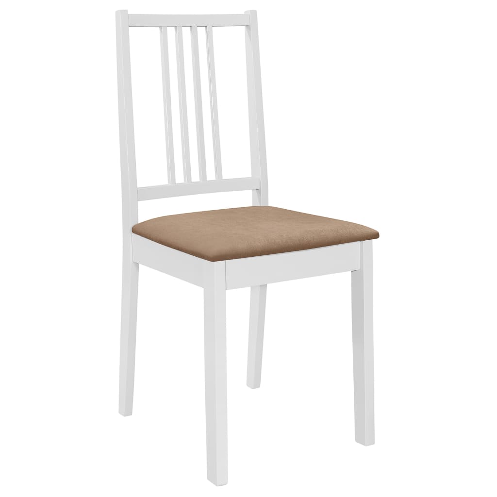 vidaXL Sillas de comedor con cojines de madera maciza blanca 6 unidades