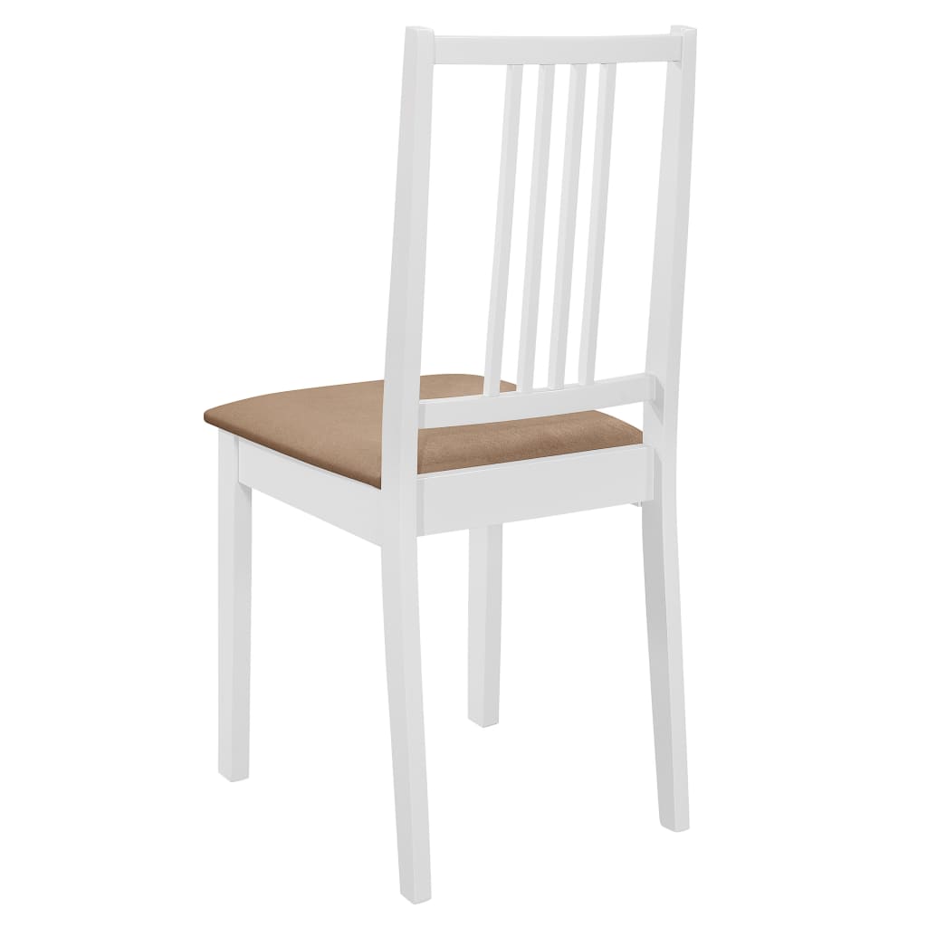 vidaXL Sillas de comedor con cojines de madera maciza blanca 6 unidades