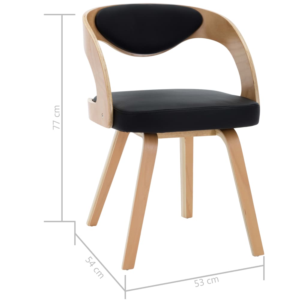 vidaXL Sillas de comedor 2 uds madera curvada y cuero sintético negro