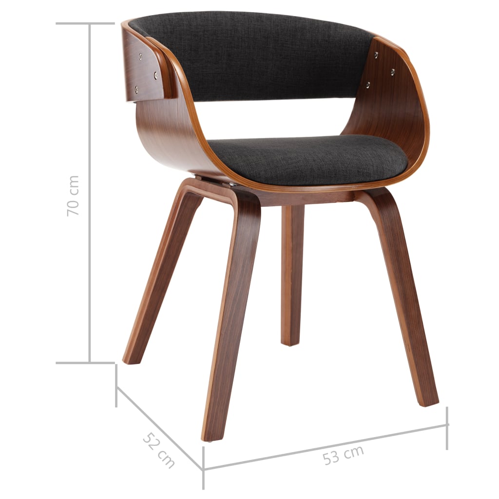 vidaXL Silla de comedor madera curvada y tela gris