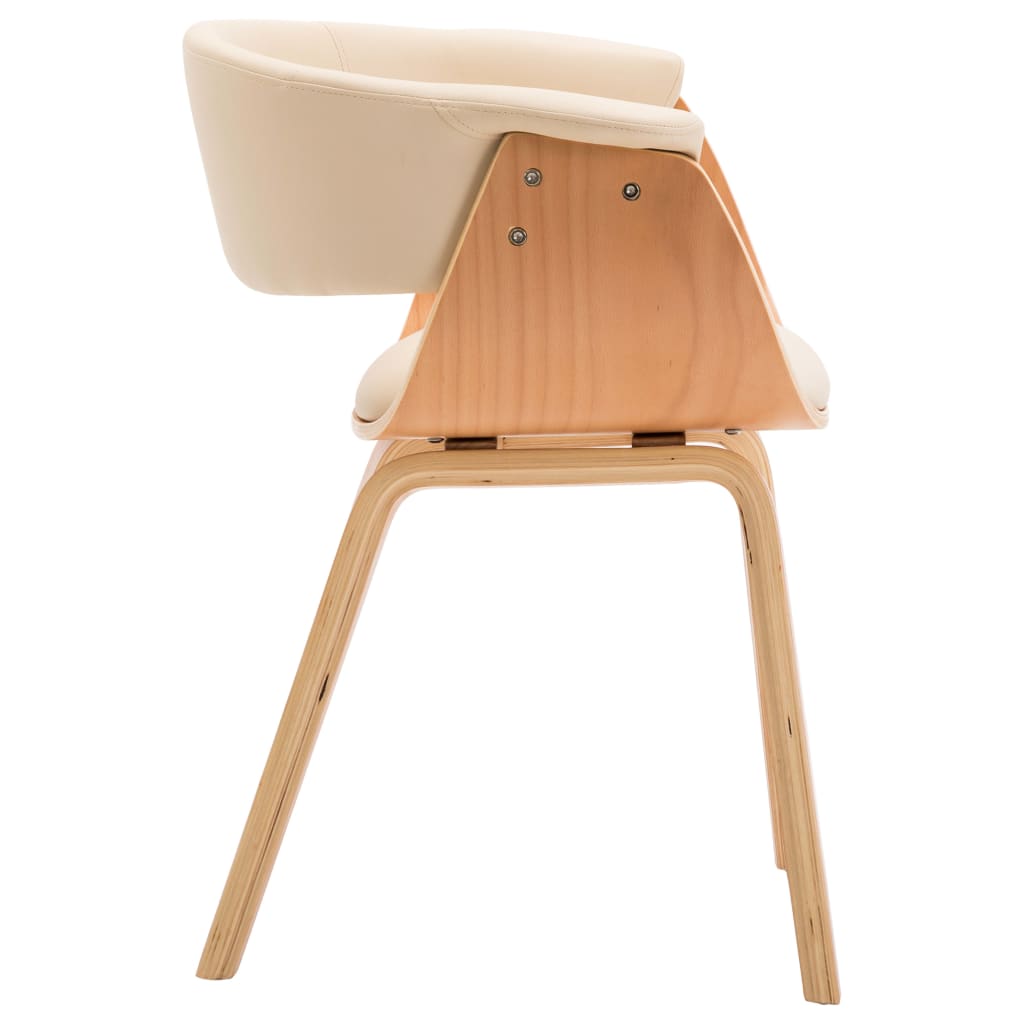 vidaXL Silla de comedor madera curvada y cuero sintético crema