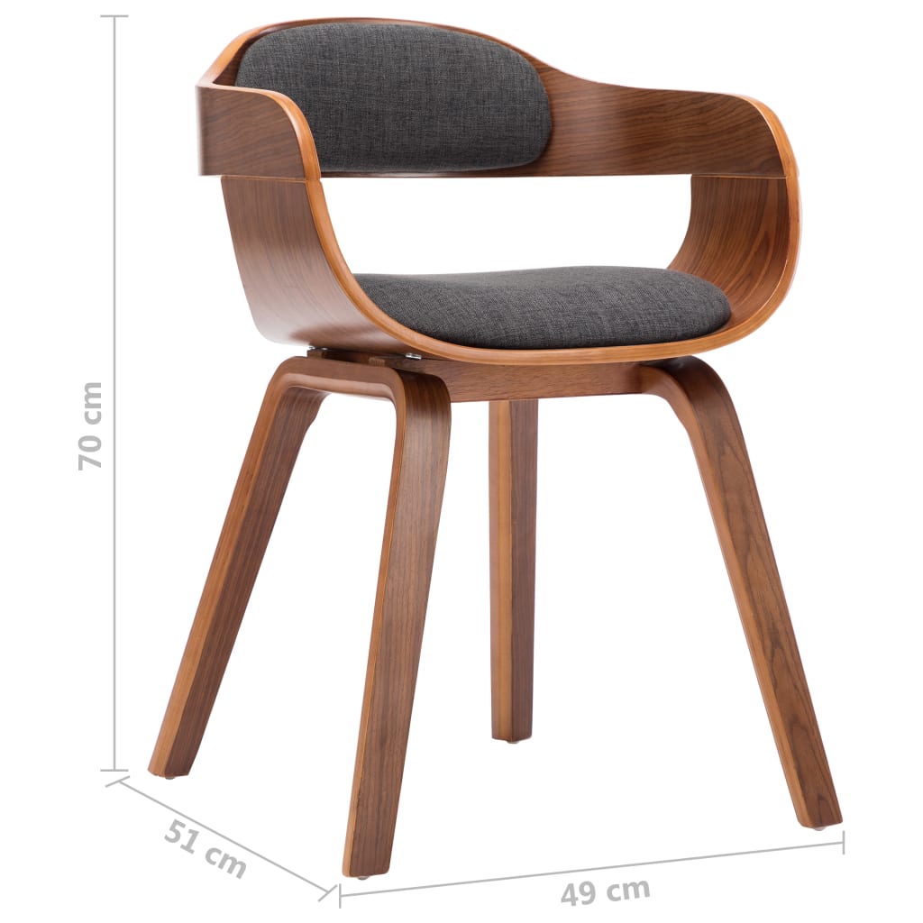 vidaXL Silla de comedor tela y madera curvada gris oscuro