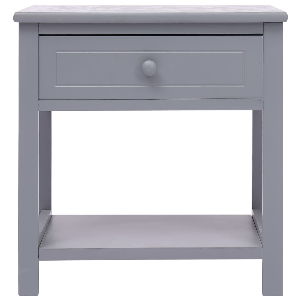 vidaXL Mesita de noche madera de Paulownia gris 40x29x42 cm