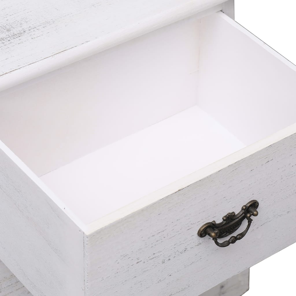 vidaXL Mesita de noche madera de Paulownia blanco 38x28x45 cm