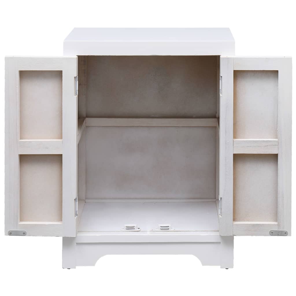 vidaXL Mesita de noche madera de Paulownia blanco 38x28x52 cm