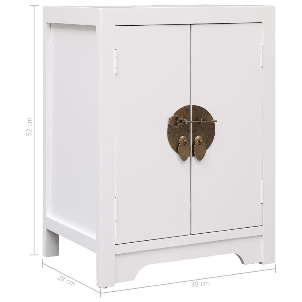 vidaXL Mesita de noche madera de Paulownia blanco 38x28x52 cm