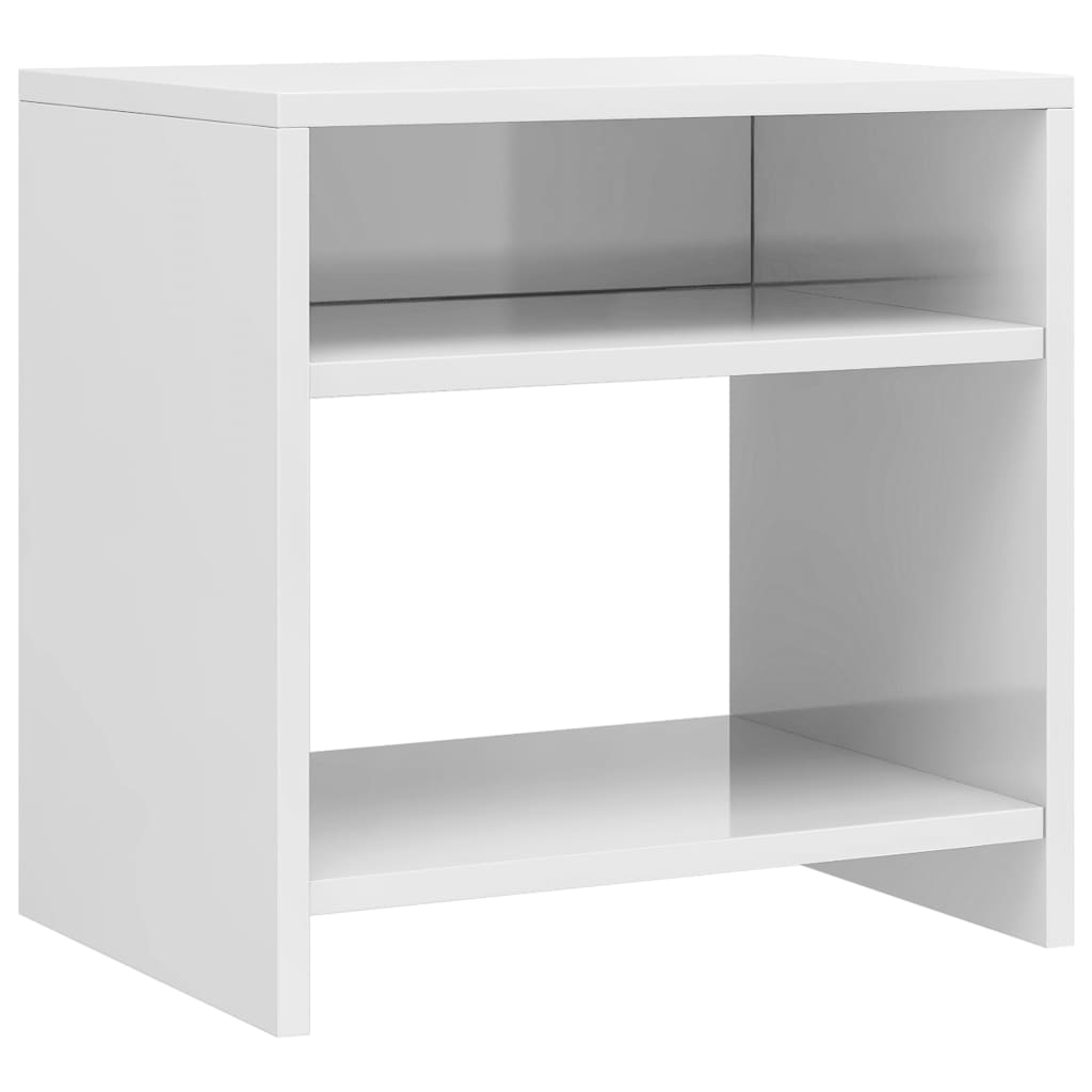 vidaXL Mesita de noche madera contrachapada blanco brillo 40x30x40 cm