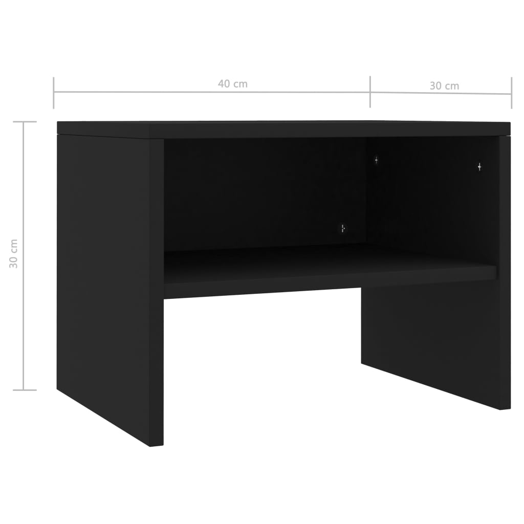 vidaXL Mesita de noche madera contrachapada negro 40x30x30 cm