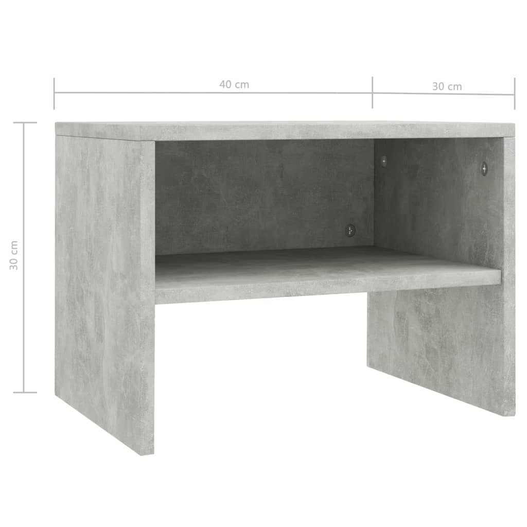 vidaXL Mesita de noche madera contrachapada gris hormigón 40x30x30 cm