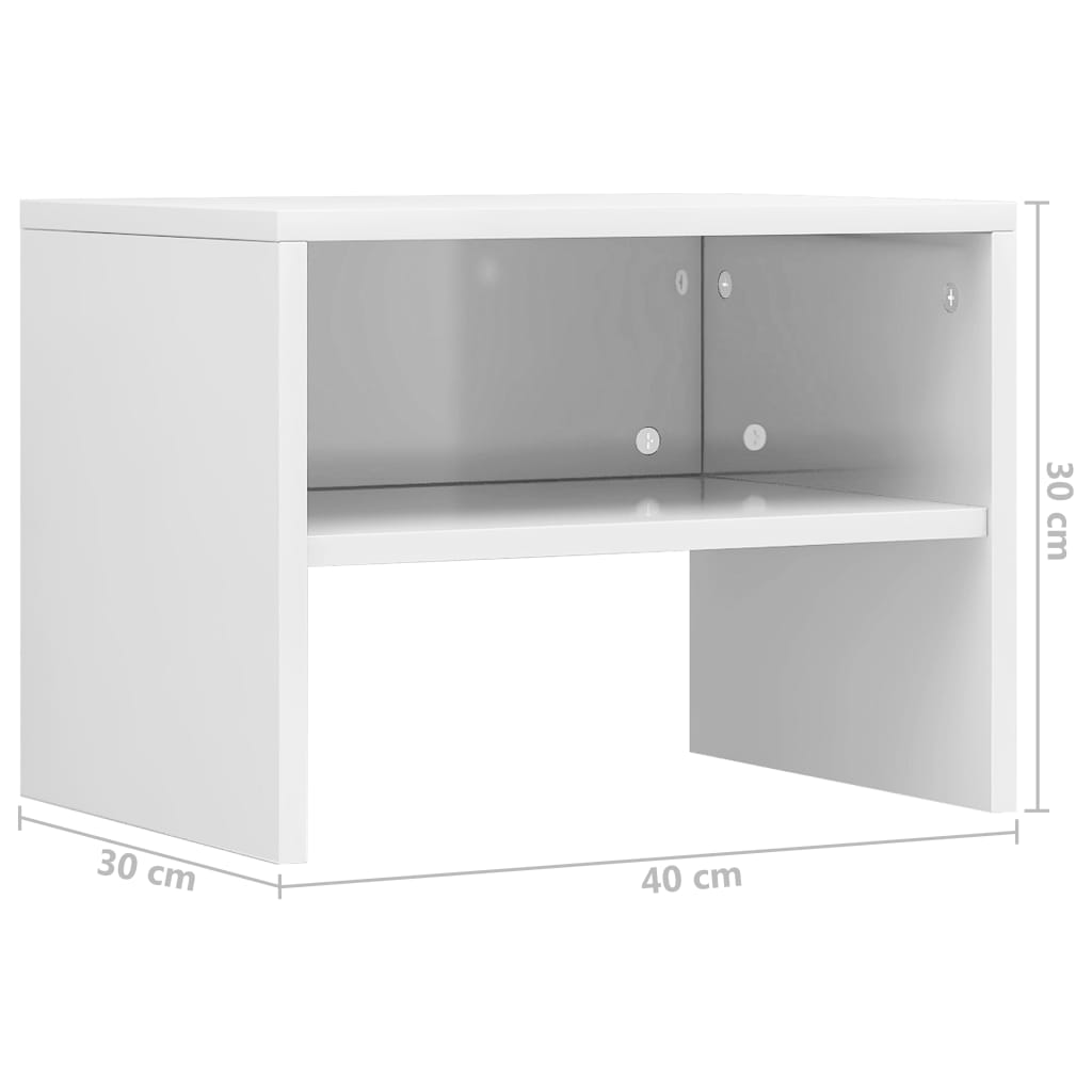 vidaXL Mesita de noche madera contrachapada blanco brillo 40x30x30cm