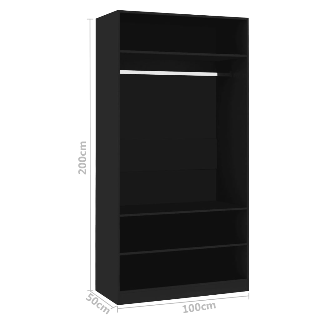 vidaXL Armario de madera contrachapada negro 100x50x200 cm