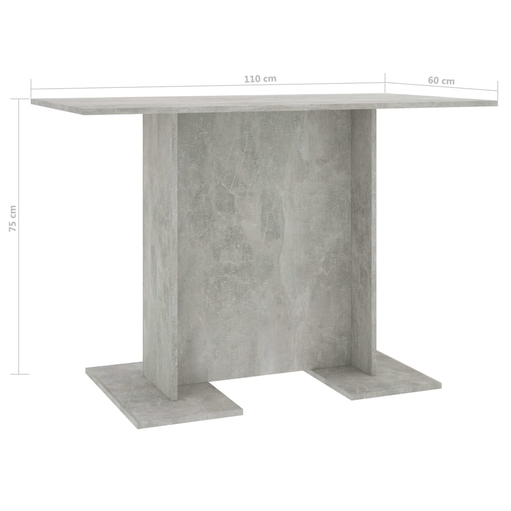 vidaXL Mesa de comedor de madera gris hormigón 110x60x75 cm