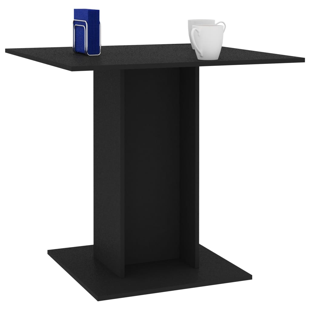 vidaXL Mesa de comedor de madera contrachapada negro 80x80x75 cm