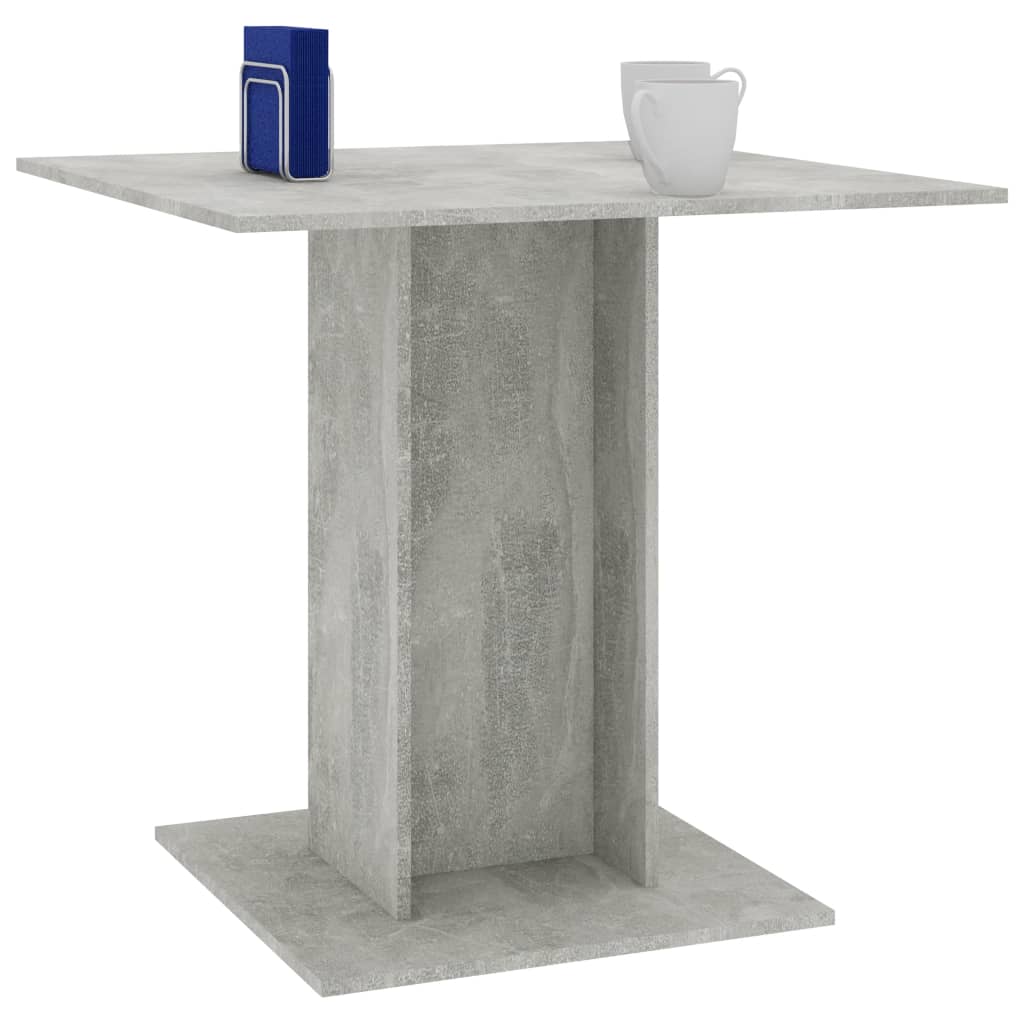 vidaXL Mesa de comedor madera contrachapada gris hormigón 80x80x75 cm