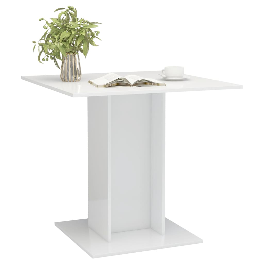 vidaXL Mesa de comedor madera contrachapada blanco brillo 80x80x75 cm