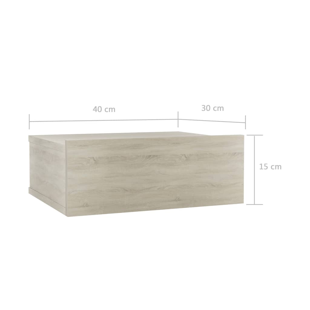 vidaXL Mesitas de noche flotantes 2 uds contrachapada roble 40x30x15cm