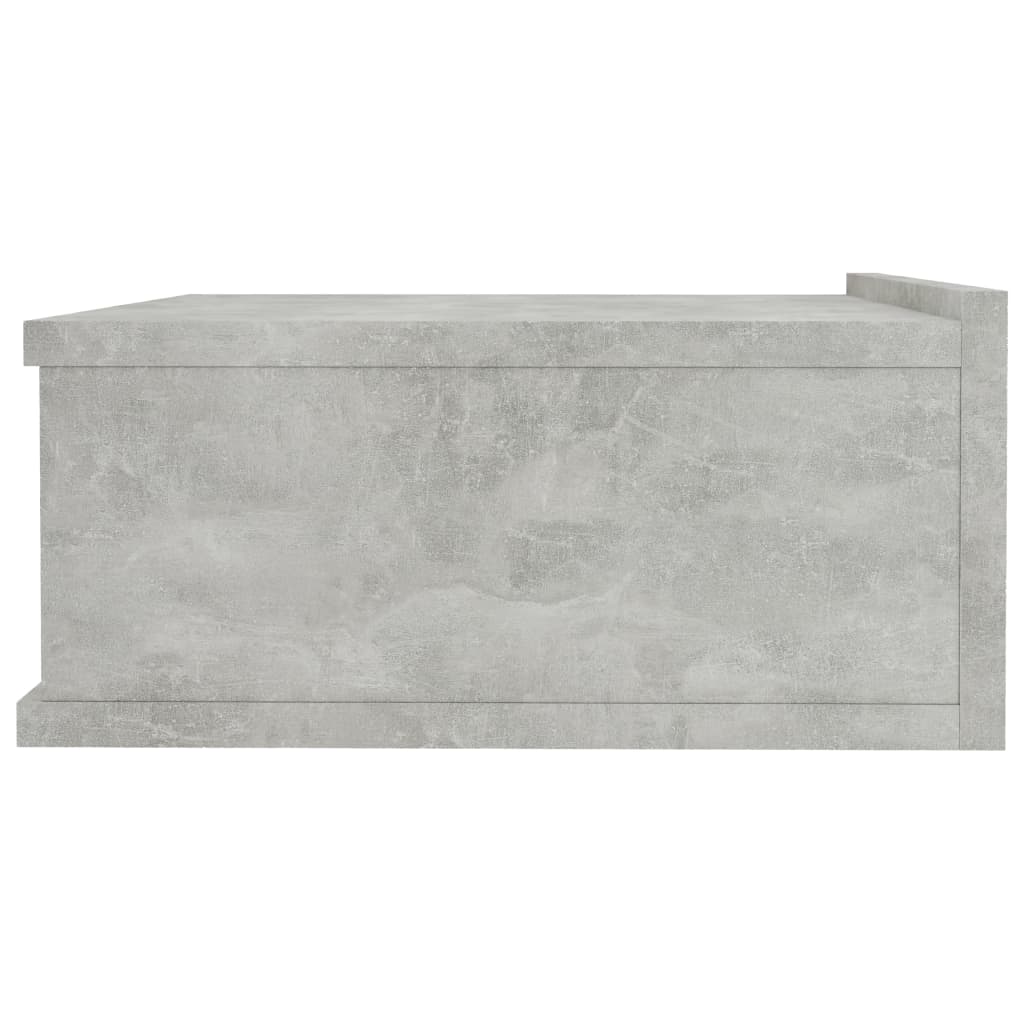 vidaXL Mesita de noche flotante contrachapada gris hormigón 40x30x15cm