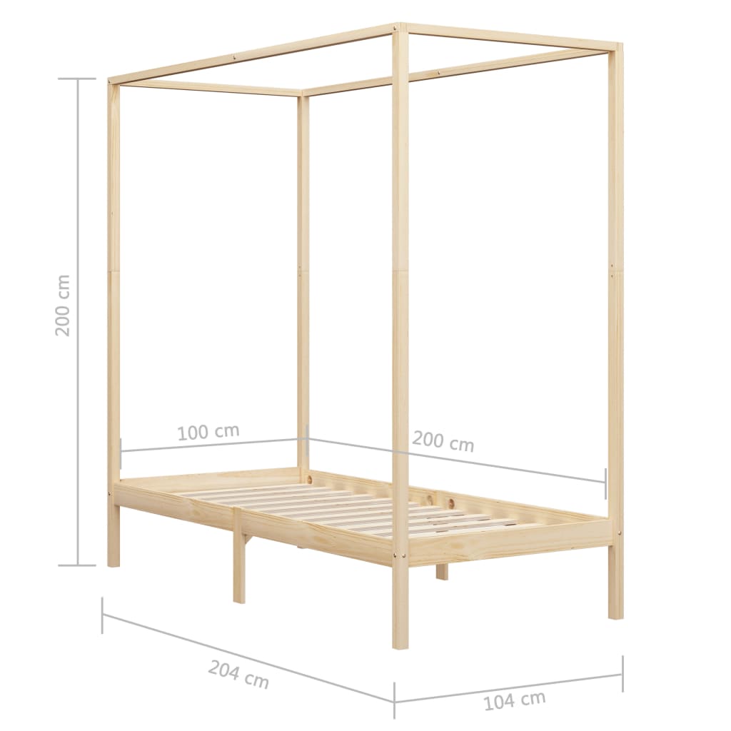 vidaXL Cama con dosel sin colchón madera maciza 100x200 cm