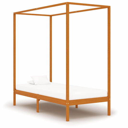 vidaXL Cama con dosel sin colchón madera maciza marrón miel 100x200 cm