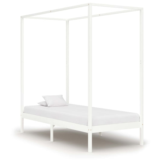 vidaXL Cama con dosel sin colchón madera maciza blanco 90x200 cm