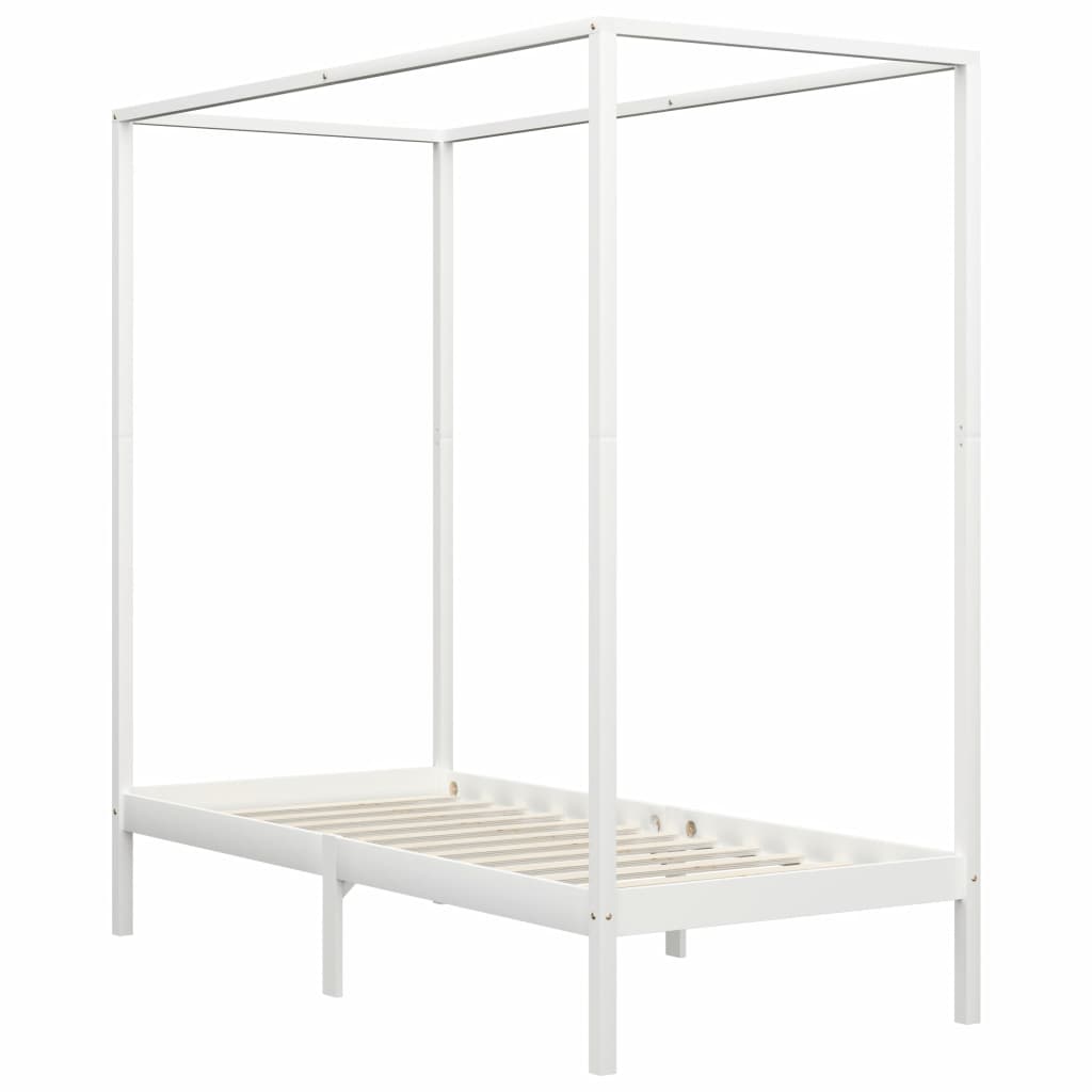 vidaXL Cama con dosel sin colchón madera maciza blanco 90x200 cm