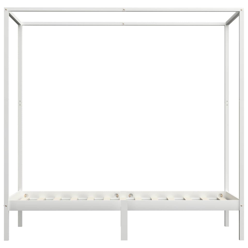 vidaXL Cama con dosel sin colchón madera maciza blanco 90x200 cm