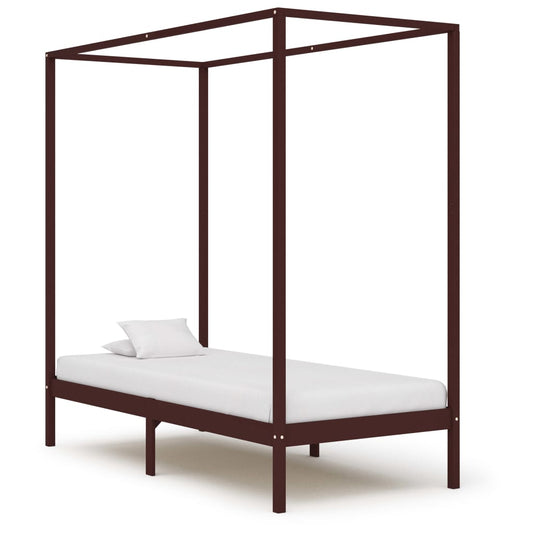 vidaXL Cama con dosel sin colchón madera maciza marrón 100x200 cm