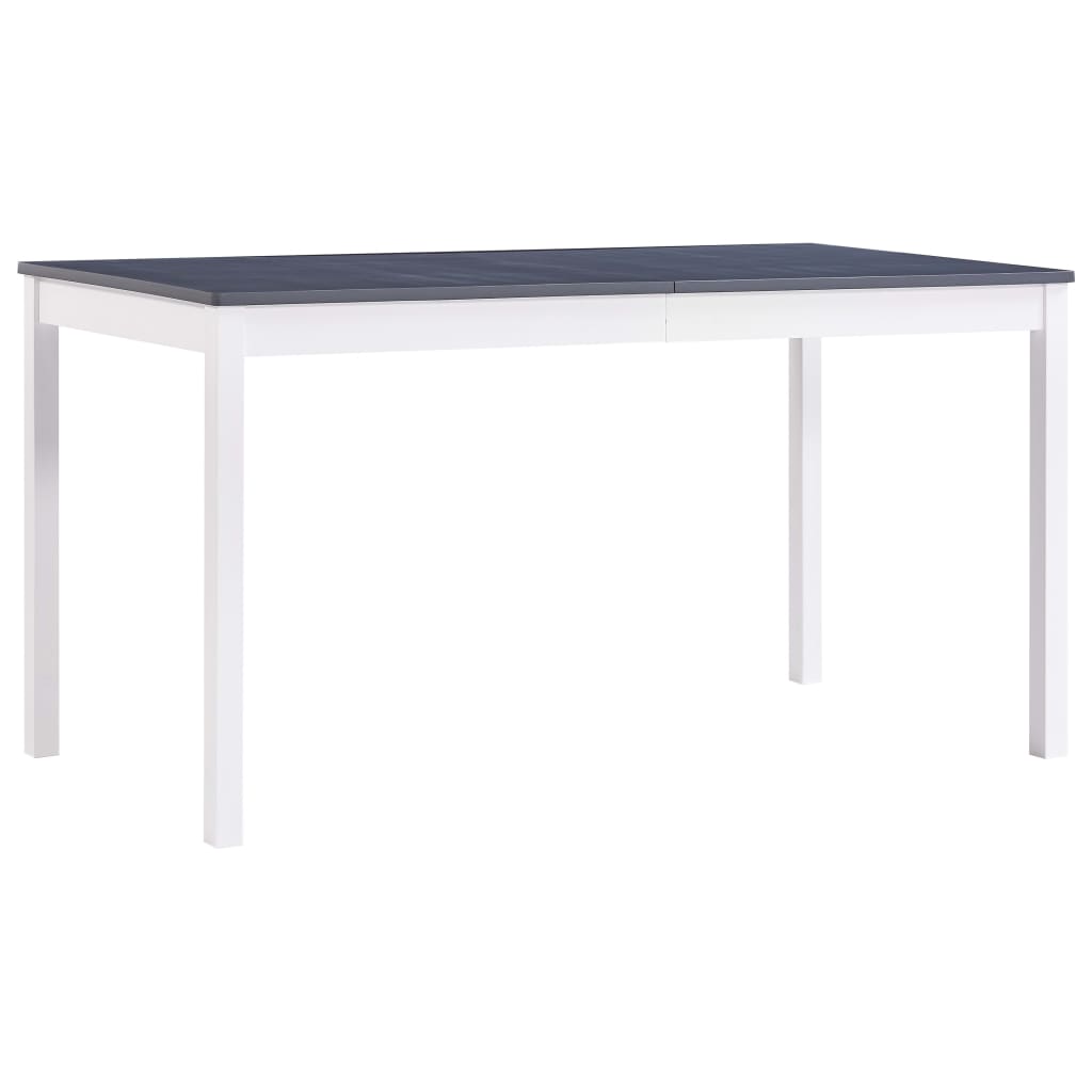 vidaXL Mesa de comedor de madera de pino blanco y gris 140x70x73 cm