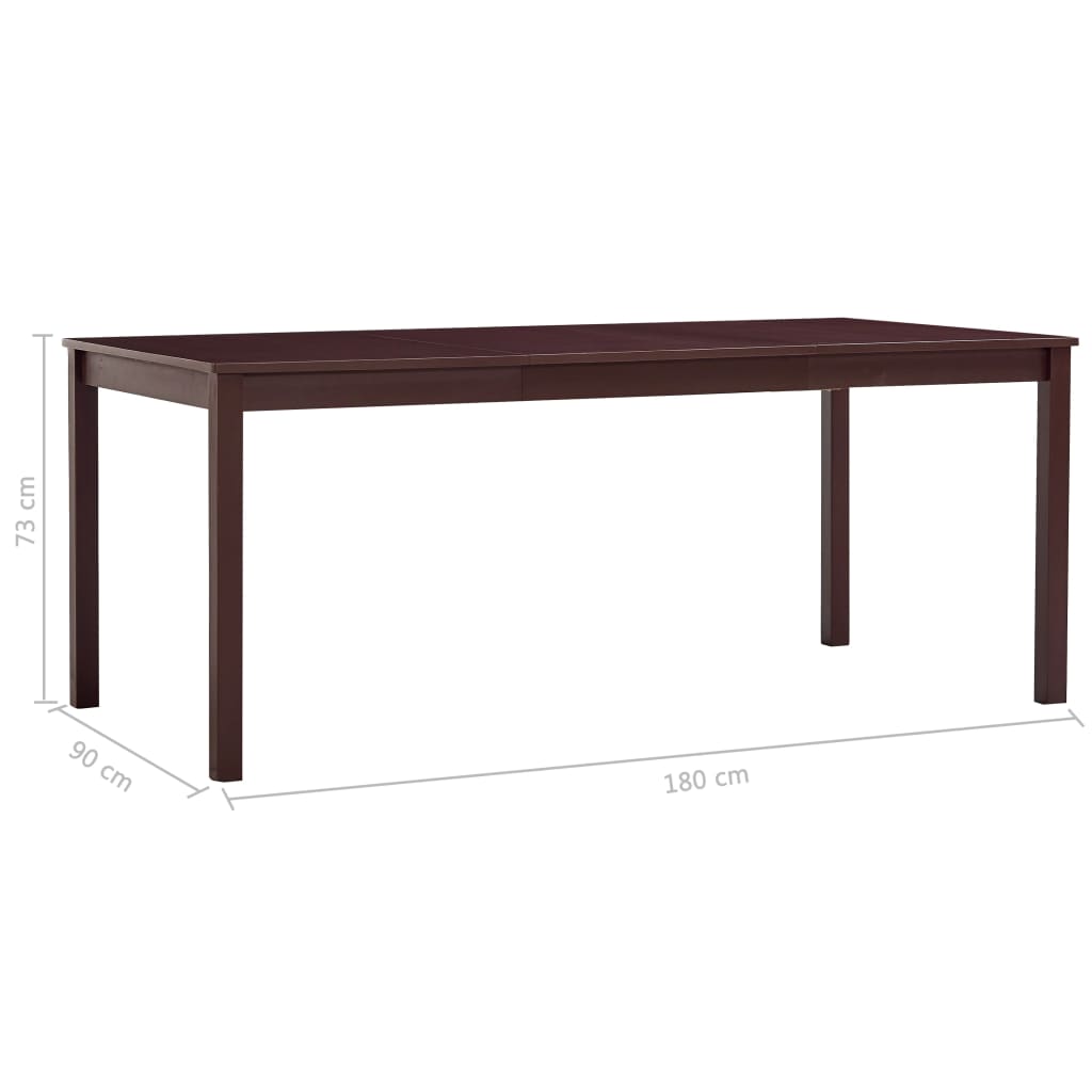 vidaXL Mesa de comedor de madera de pino marrón oscuro 180x90x73 cm