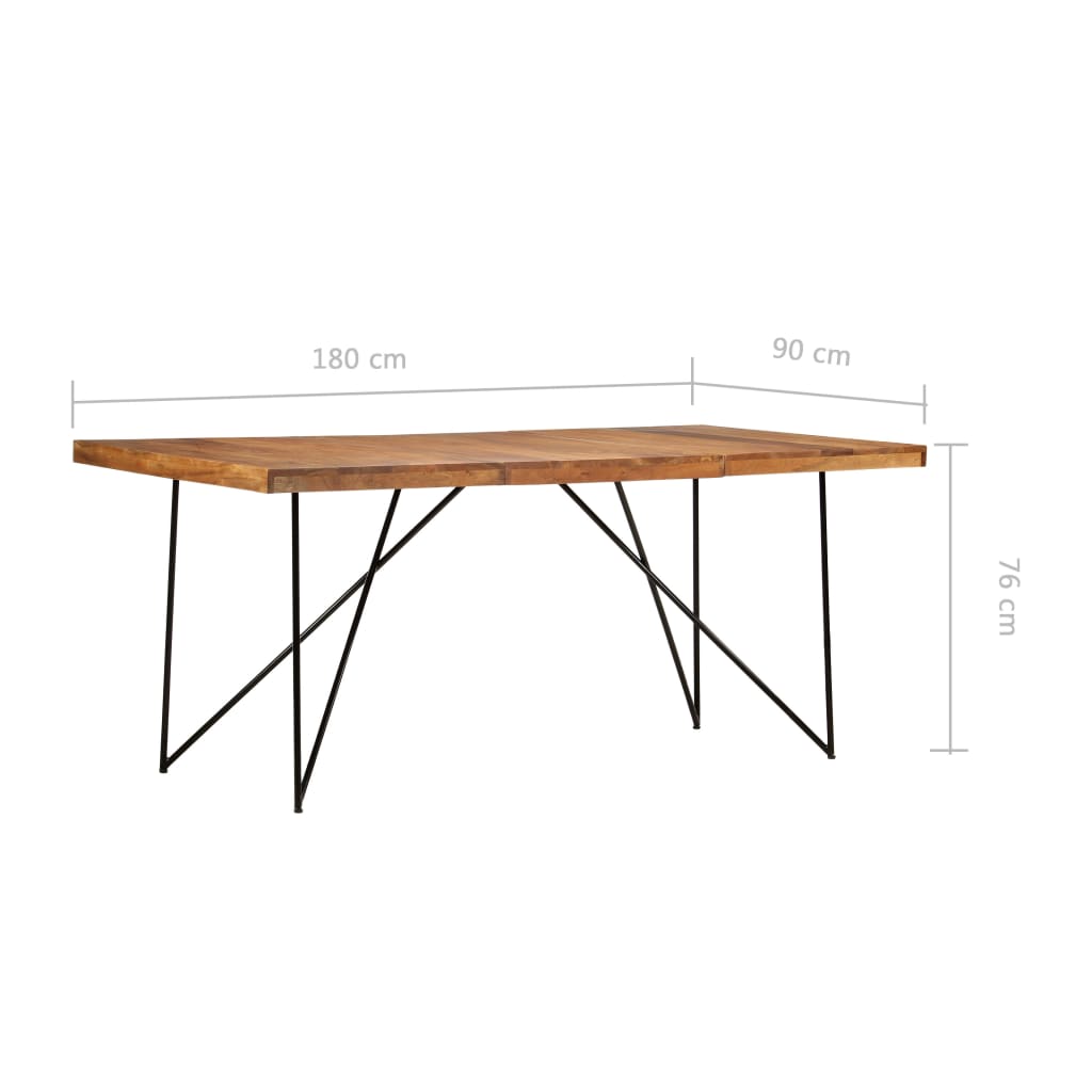 vidaXL Mesa de comedor de madera maciza de acacia 180x90x76 cm