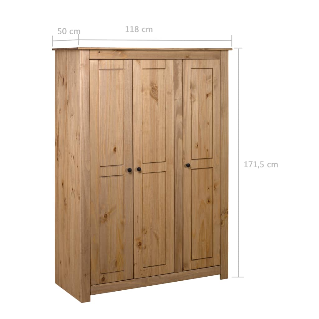 vidaXL Armario de 3 puertas madera pino Panamá Range 118x50x171,5 cm