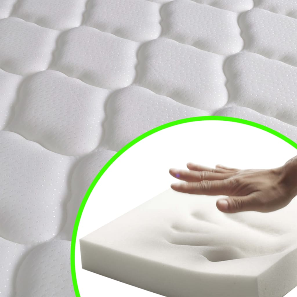 vidaXL Cama con colchón viscoelástico cuero sintético blanco 90x200 cm