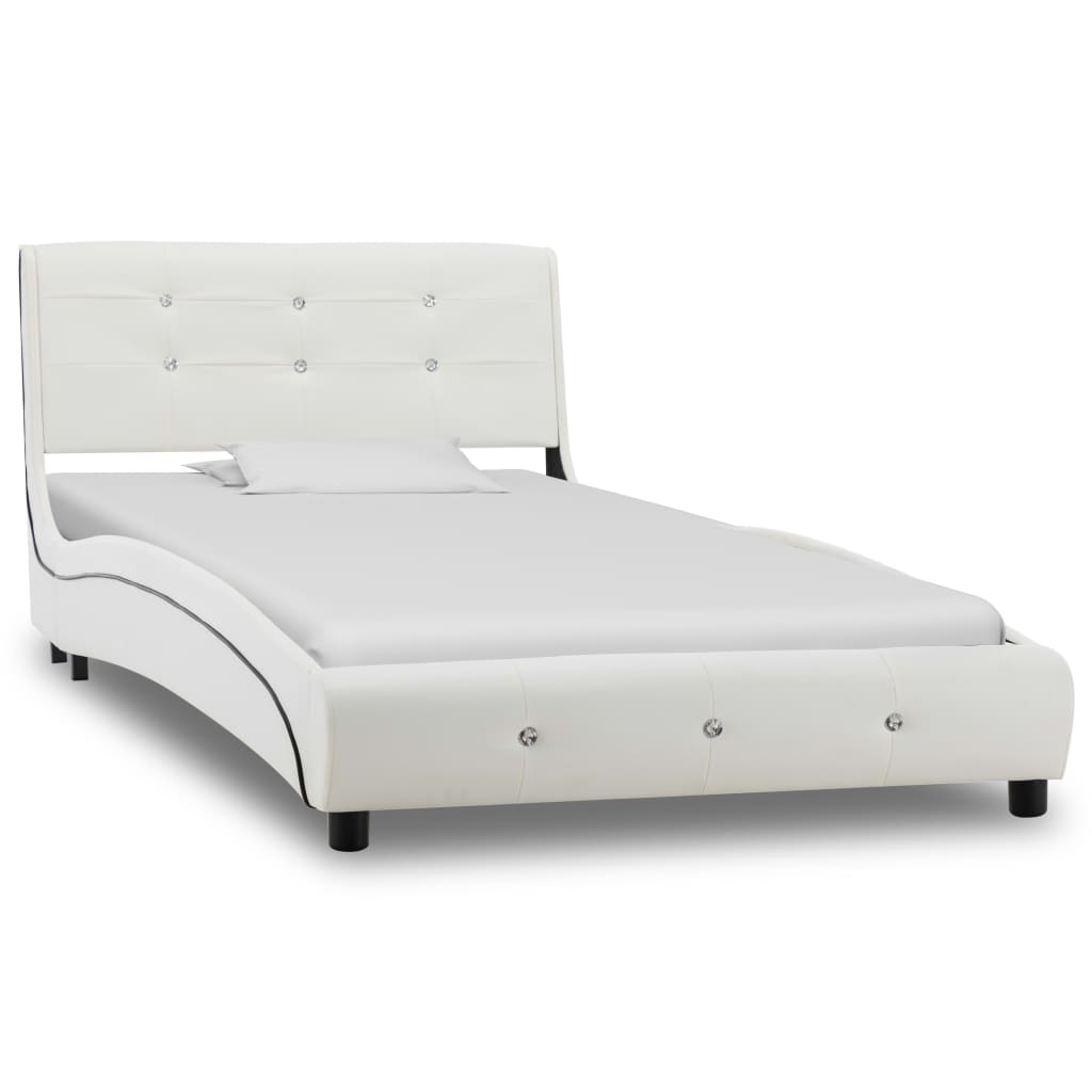 vidaXL Cama con colchón cuero sintético blanco 90x200 cm