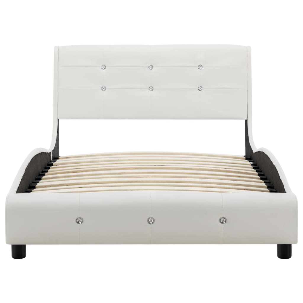 vidaXL Cama con colchón cuero sintético blanco 90x200 cm