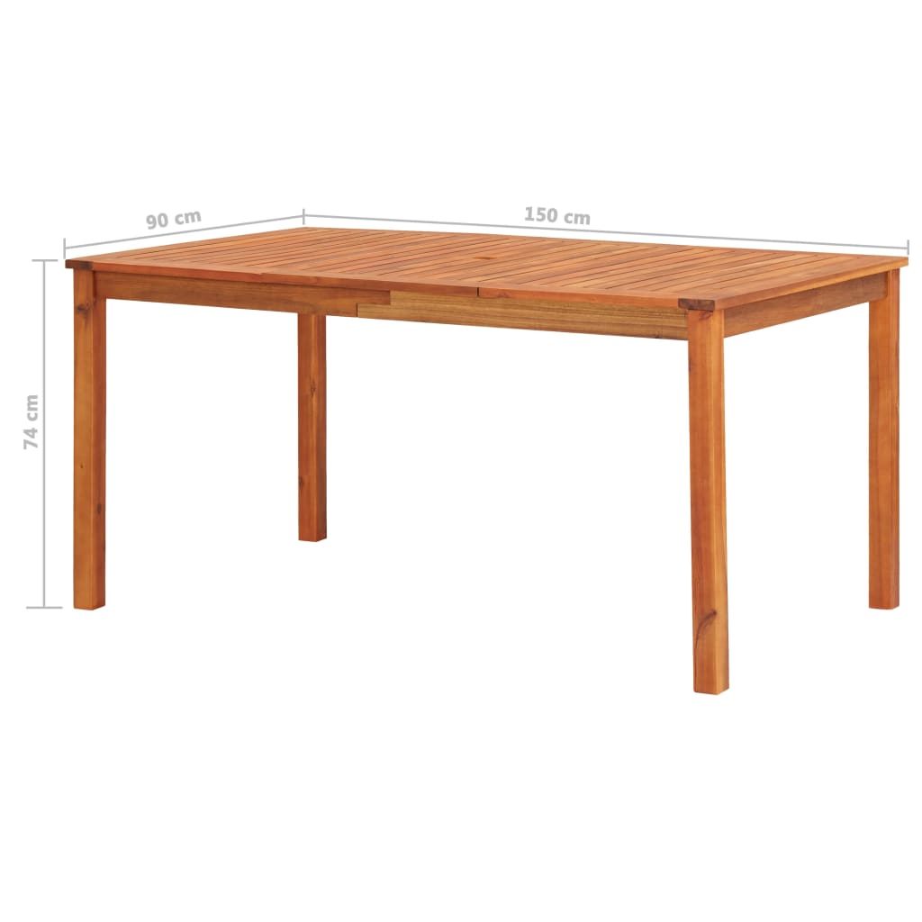 vidaXL Mesa de jardín madera maciza de acacia 150x90x74 cm