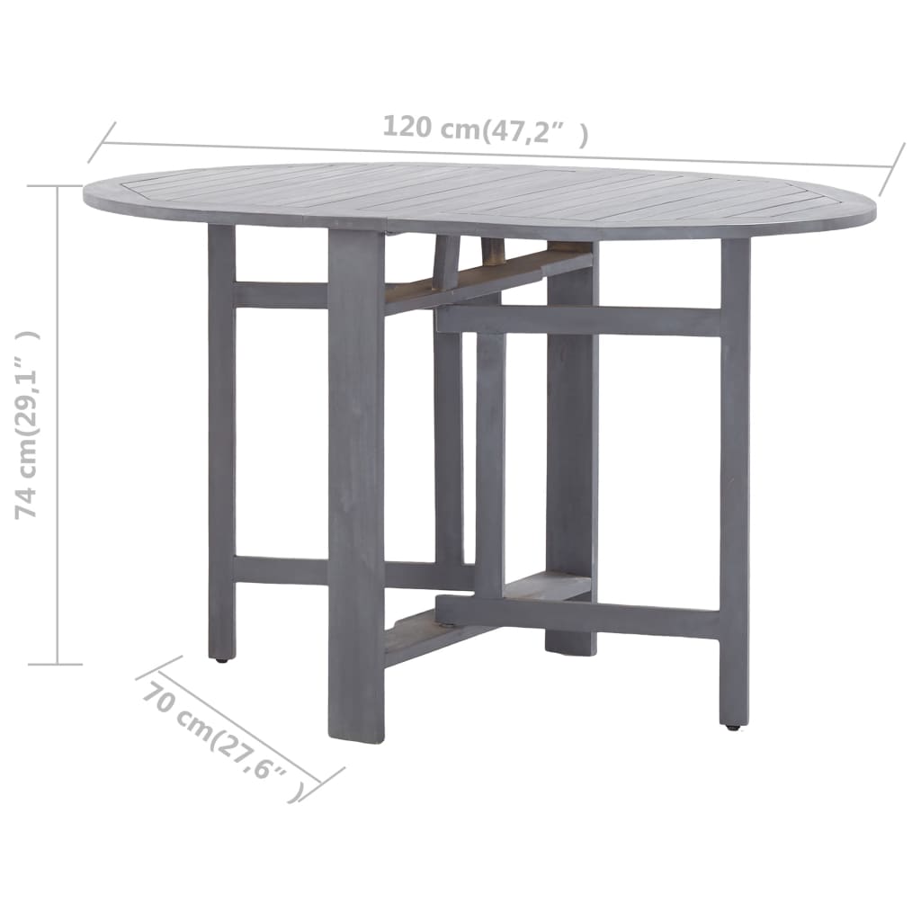 vidaXL Mesa de jardín de madera maciza de acacia gris 120x70x74 cm