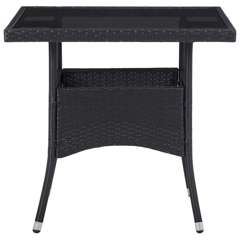 vidaXL Mesa de comedor para jardín ratán sintético y vidrio negro