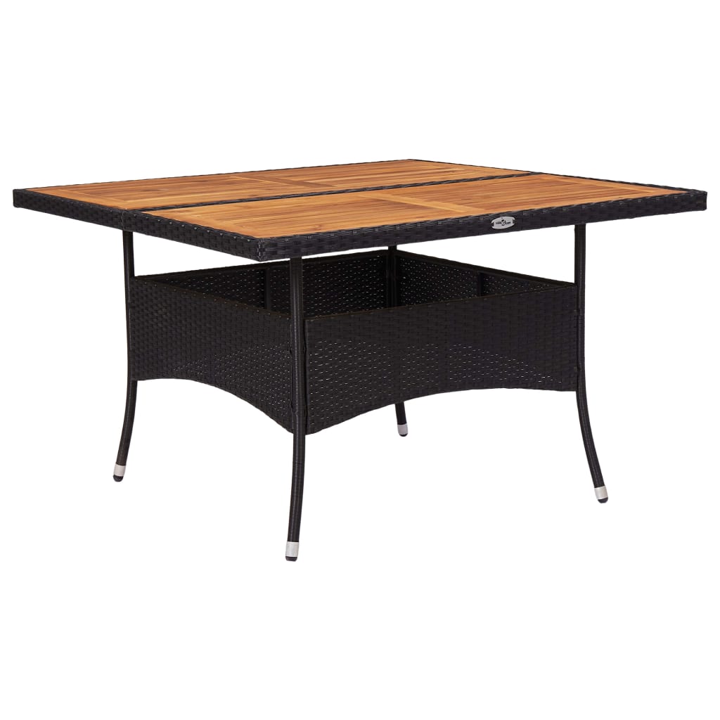 vidaXL Mesa de comedor de jardín ratán sintético madera acacia negra