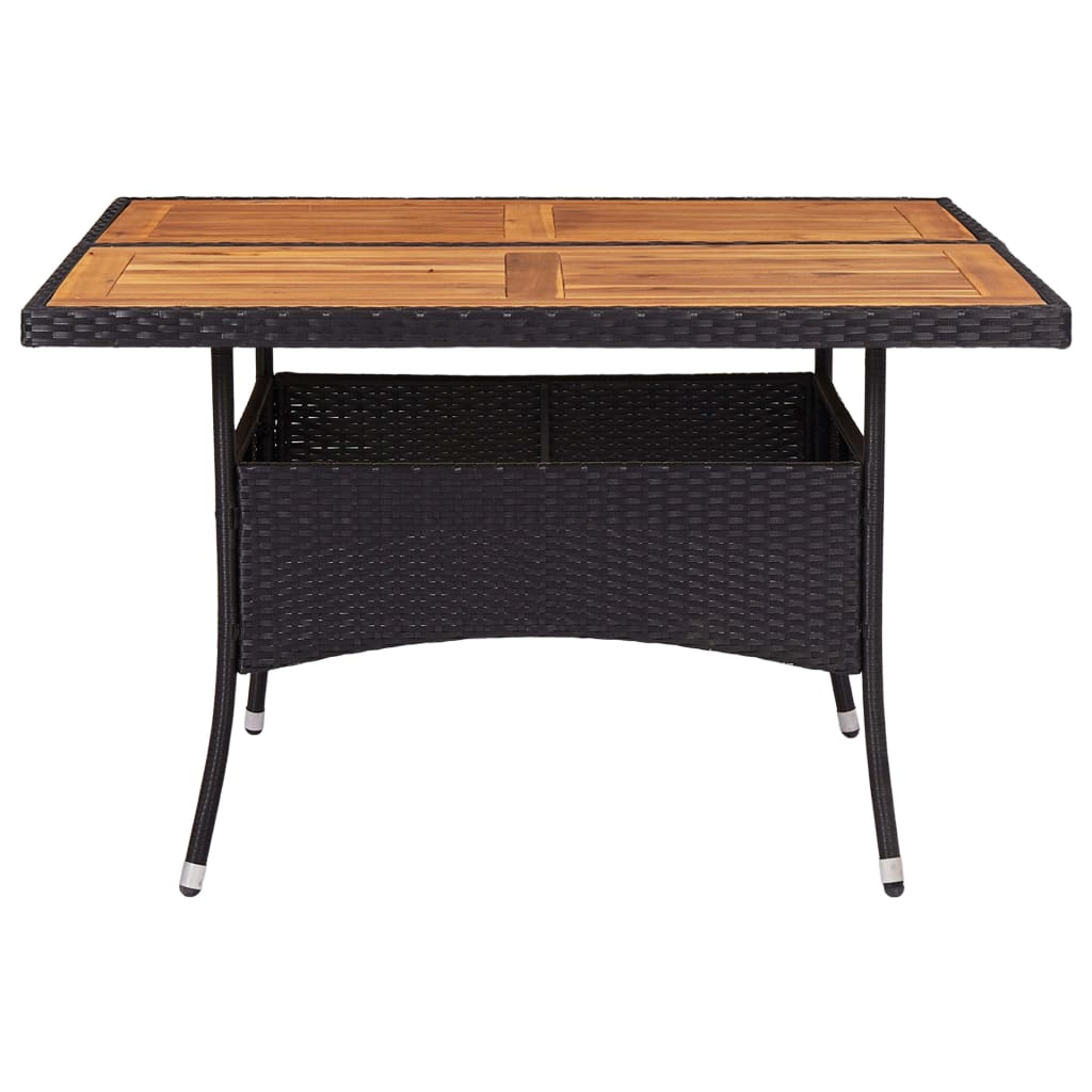 vidaXL Mesa de comedor de jardín ratán sintético madera acacia negra