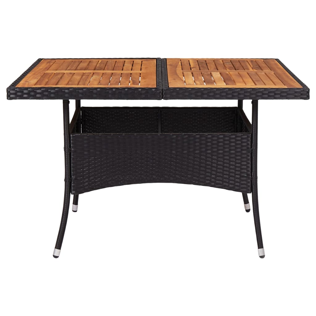 vidaXL Mesa de comedor de jardín ratán sintético madera acacia negra