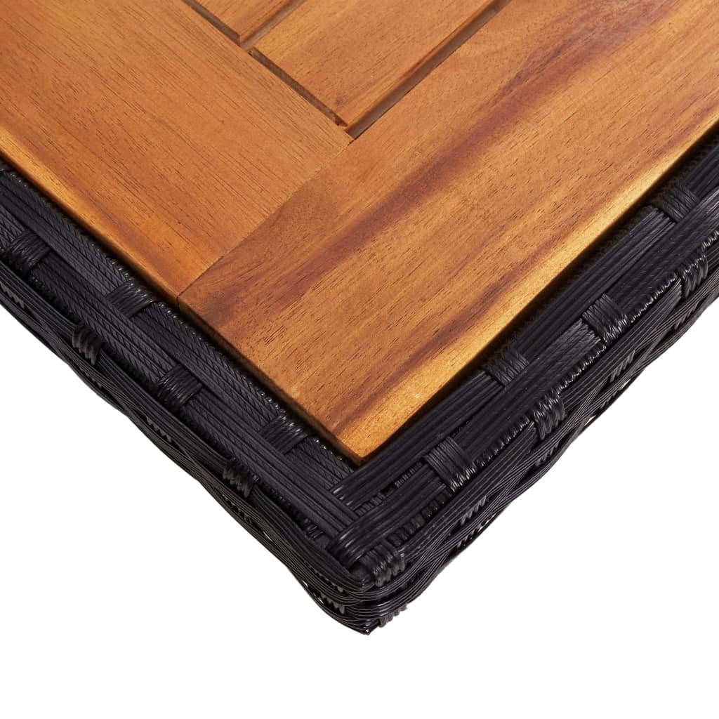 vidaXL Mesa de comedor de jardín ratán sintético madera acacia negra