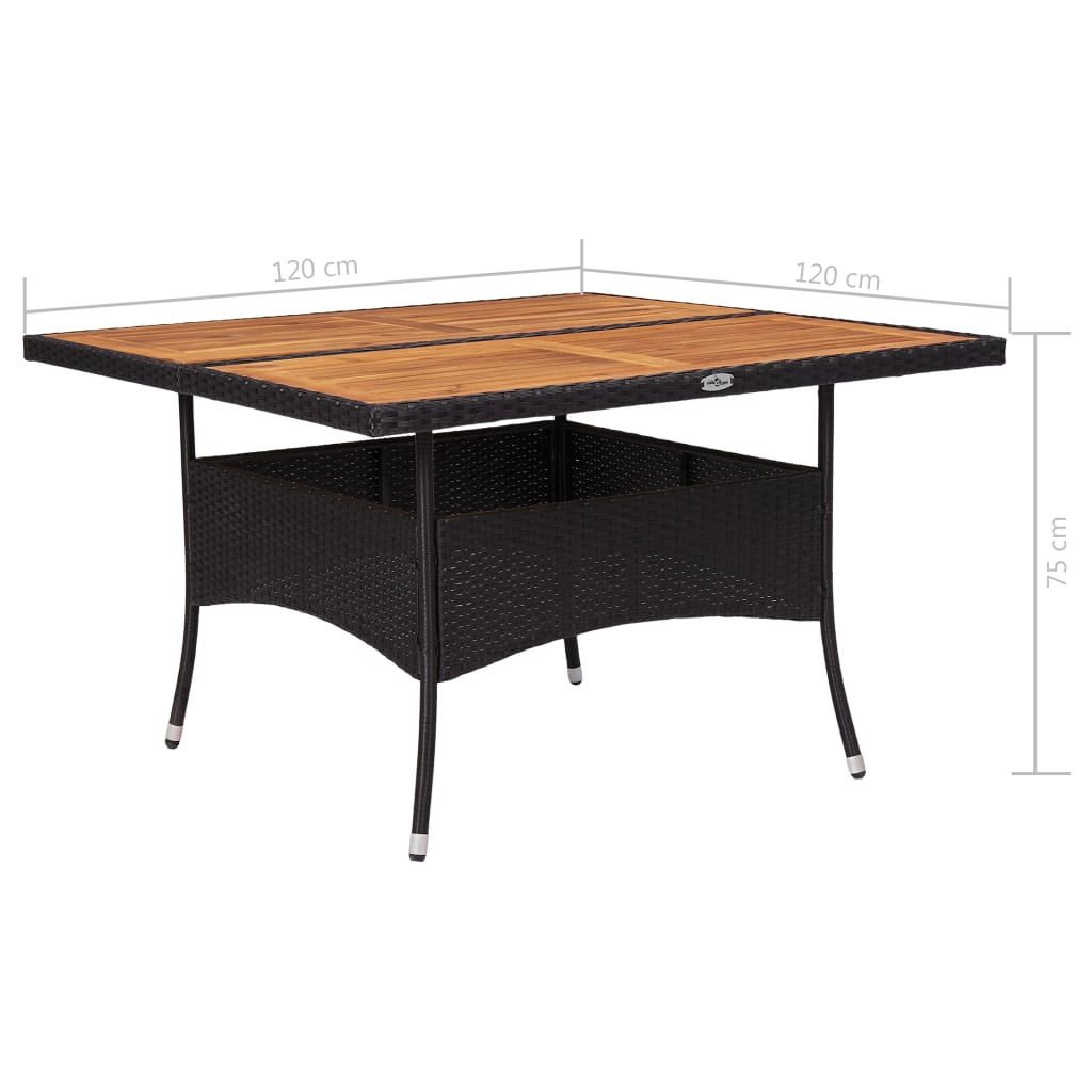 vidaXL Mesa de comedor de jardín ratán sintético madera acacia negra