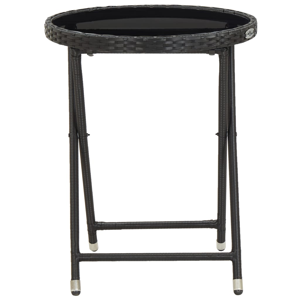 vidaXL Mesa de centro ratán sintético y vidrio templado negro 60 cm