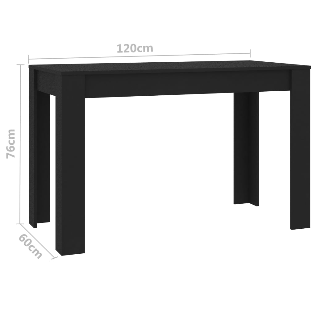 vidaXL Mesa de comedor de madera contrachapada negro 120x60x76 cm