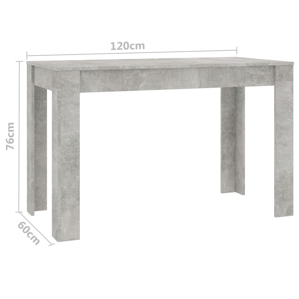 vidaXL Mesa de comedor de madera de ingeniería gris 120x60x76 cm