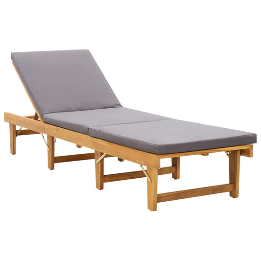 vidaXL Tumbona plegable con cojín madera maciza de acacia