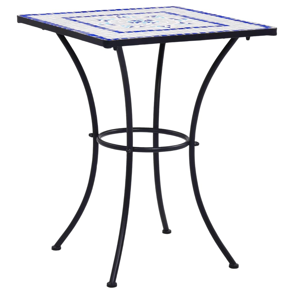 vidaXL Mesa de mosaico para cafetería cerámica azul y blanco 60 cm