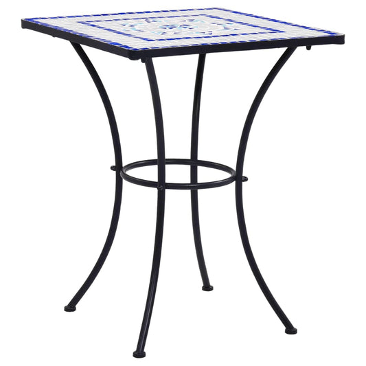 vidaXL Mesa de mosaico para cafetería cerámica azul y blanco 60 cm