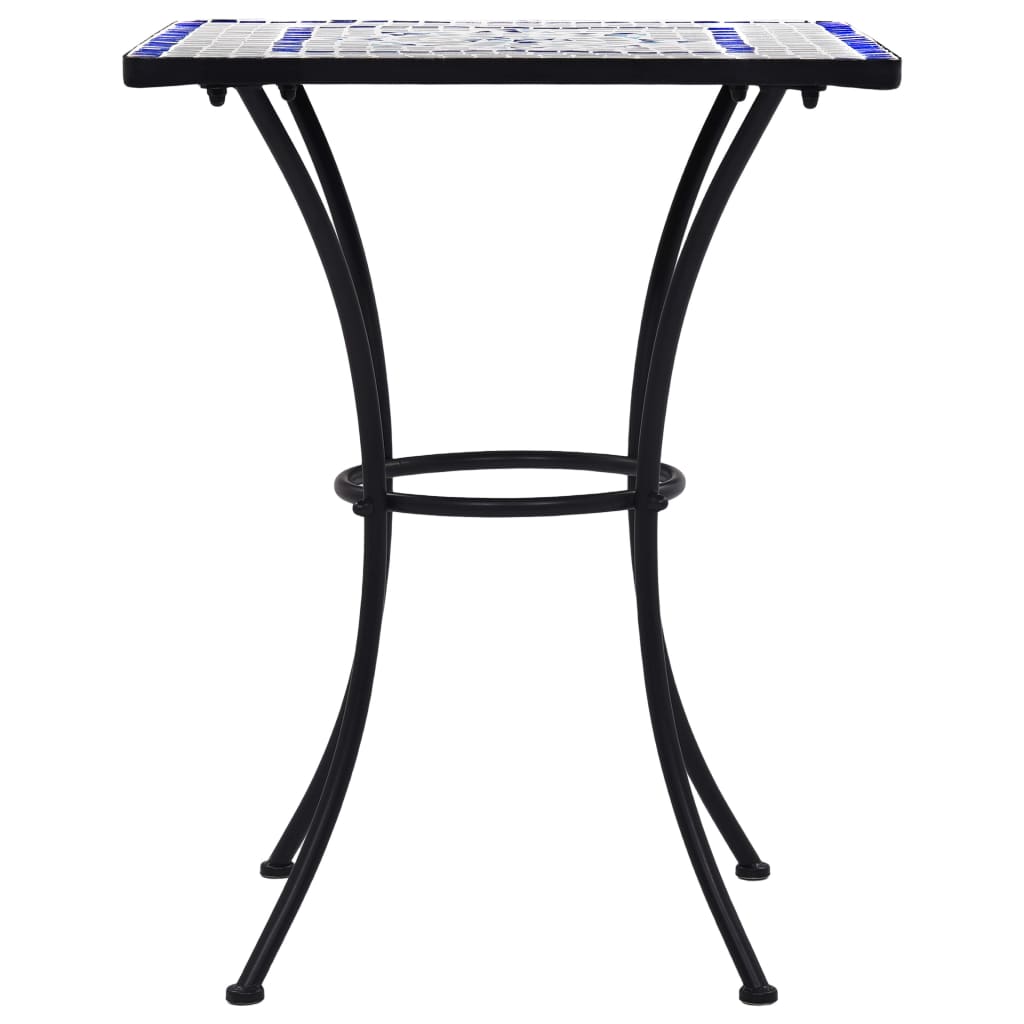 vidaXL Mesa de mosaico para cafetería cerámica azul y blanco 60 cm